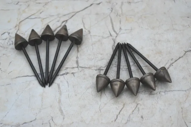 Vintage iron furniture nails with brass arrow head farm barn decor 10 Pcs