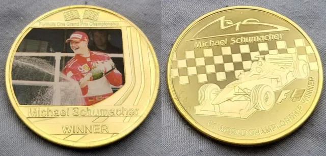 Moneta d'oro Michael Schumacher Formula 1 spray gara champagne tedesco Regno Unito