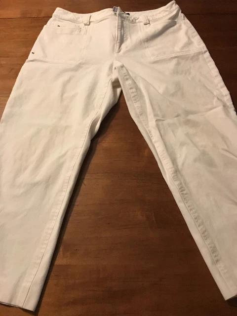 Womyn Women's Jeans Crop Camp Pant White Stretch Jeans Size 14 X 24