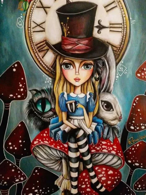 Full Diamond Painting Kits Cheshire Cat Disney Alice In Wonderland DIY Art DE