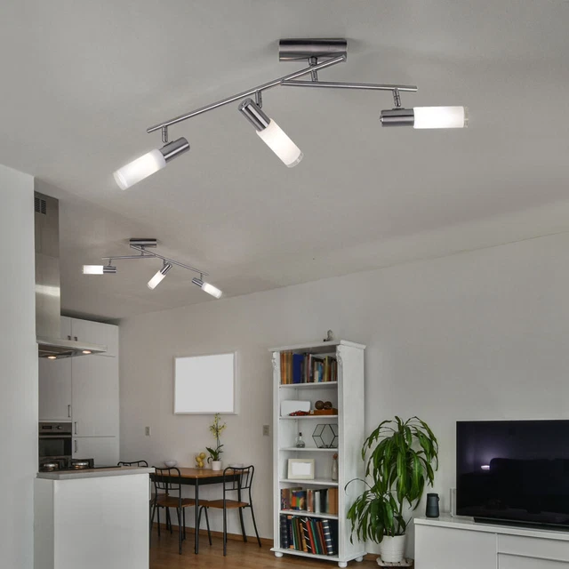 Lámpara de Techo Lámpara de Foco Móvil Cristal Sala de Estar Satinado 2x