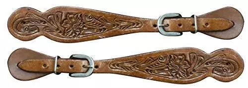 Showman Ladies Size Floral Tooled Leather Spur Straps