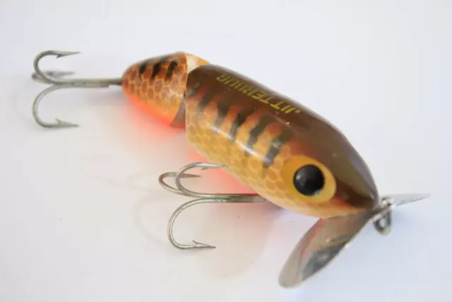 VINTAGE 1970'S FRED Arbogast Jointed Jitterbug Bass Lure Brown