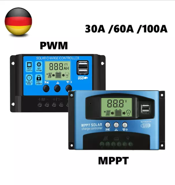 Controlador de panel 60-100A MPPT/PWM 12V/24V con regulador de carga solar USB