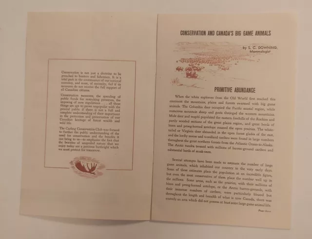 Rare Vintage "Canada's Big Game Animals-The Carling Conservation Club" 8 Pages 3