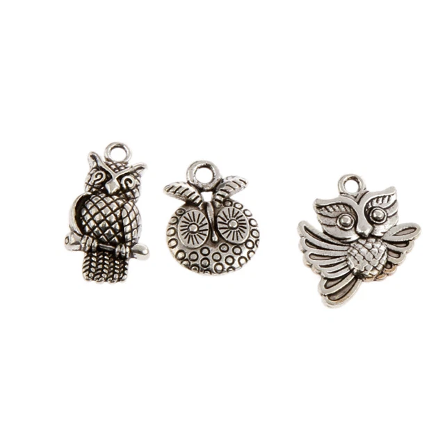 Mixed Tibetischen Silber Eule Charms Anhänger Perle DIY Schmuck Machen 2