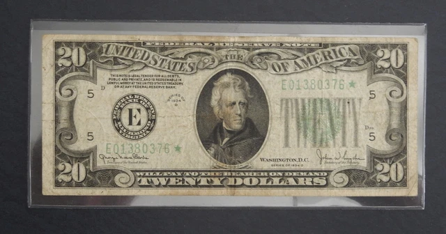 **STAR** $20.00 1934 Federal Reserve Note E Richmond Virginia