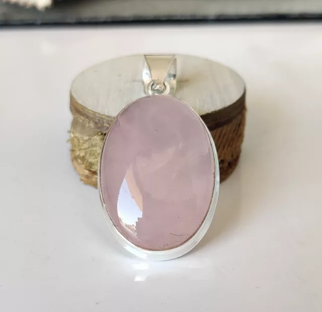 Rose Quartz Gemstone Solid 925 Sterling Silver Beautiful Amazing Pendent SR2061