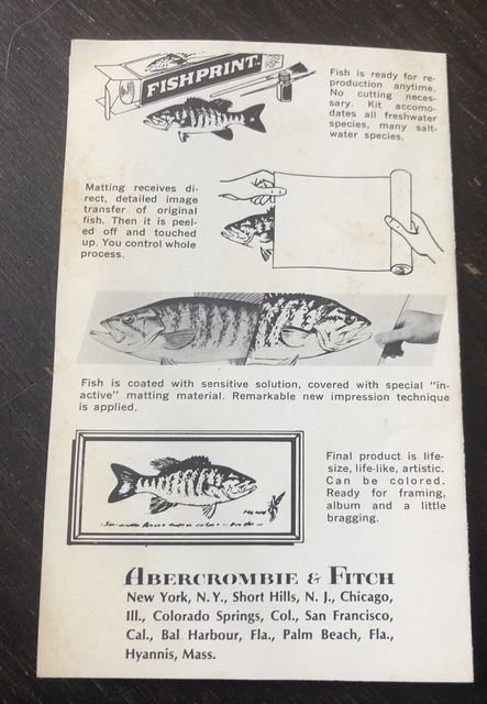 Vintage Abercrombie & Fitch FISHPRINT Fish Story Authenticator 1960s