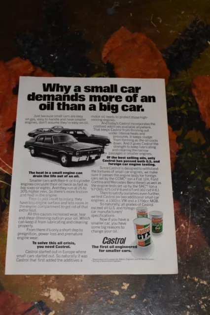 Vintage 1977 Castrol Motor Oil Print Ad.
