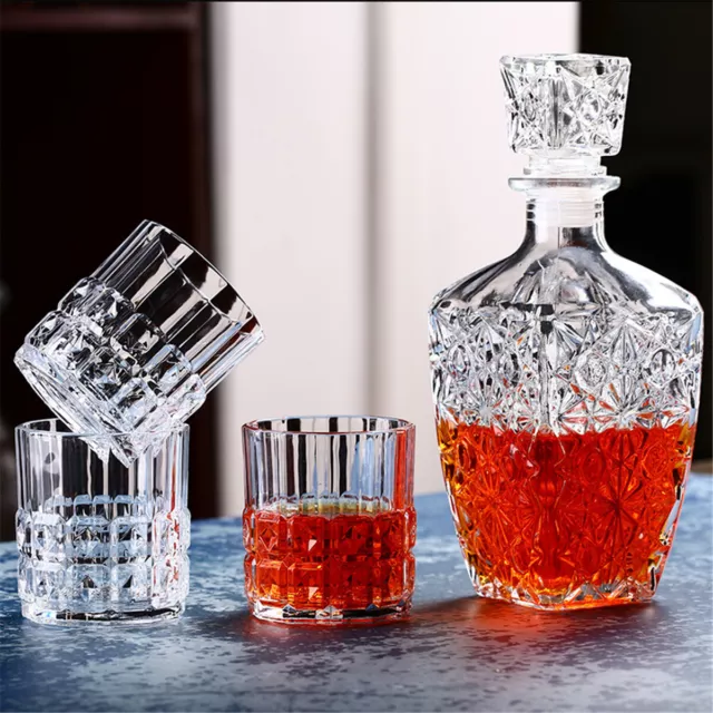 7pcs Vintage Decanter Glass Set Liquor Whiskey Wine Bottle Carafe Glass Gifts AU