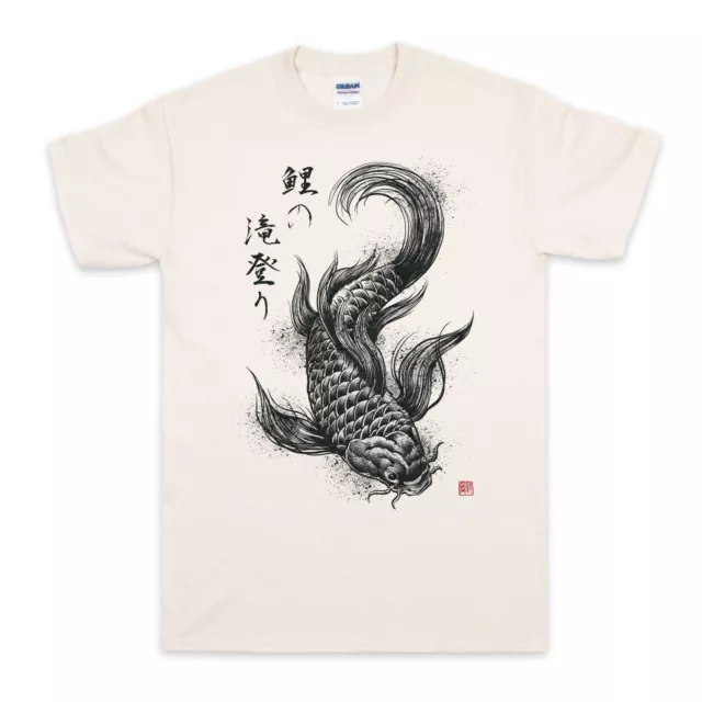 Koi Carp Japanese T Shirt Japan Calligraphy Fish Dragon Samurai Mens Women Tee