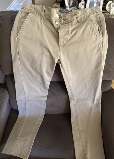 Topman Men's Skinny Chino Pants Button Fly - Size 32 S Khaki/Beige