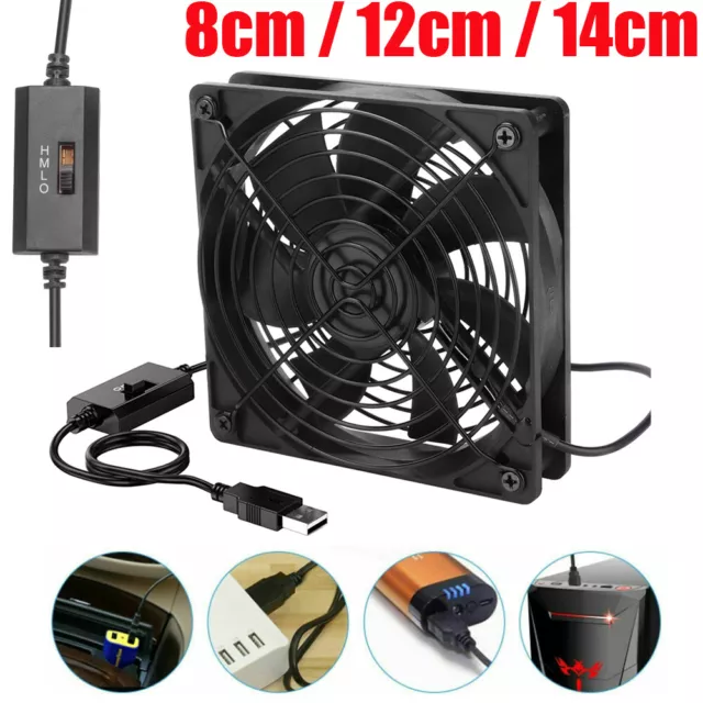 12cm USB Netzteil TV Set-Top Box Router Ventilator PC Gehäuselüfter Kühler 5V DE