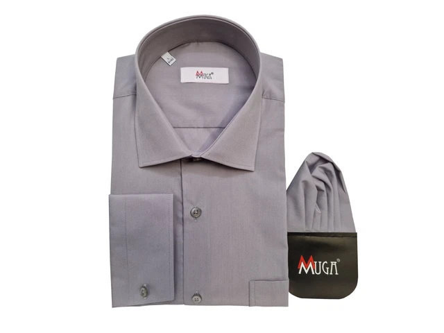 Camicia uomo con foulard braccio lungo 41/42 taglia L grigio