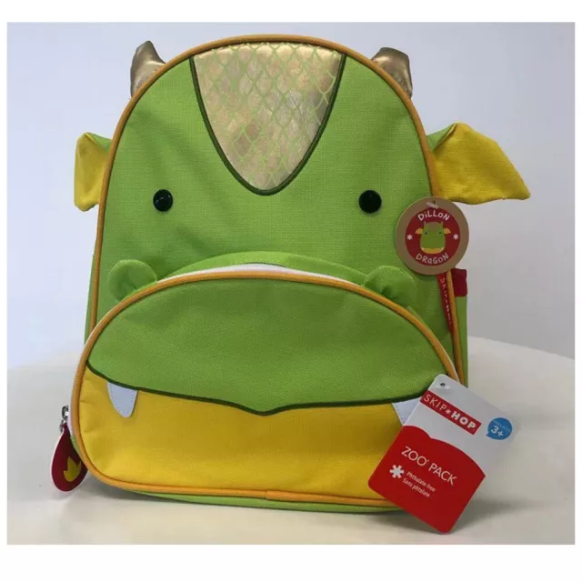 Skip Hop Zoo Children Kids Backpacks Dragon Green Yellow, Gold Cute