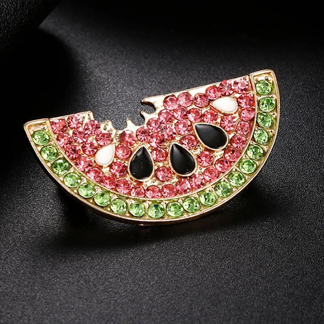Fashion Crystal Watermelon Brooch Pin Collar Badge Corsage Jewelry Accessory. Qo