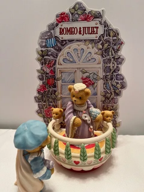 VINTAGE-Cherished Teddies "Romeo and Juliet" with Balcony Figurines-with box