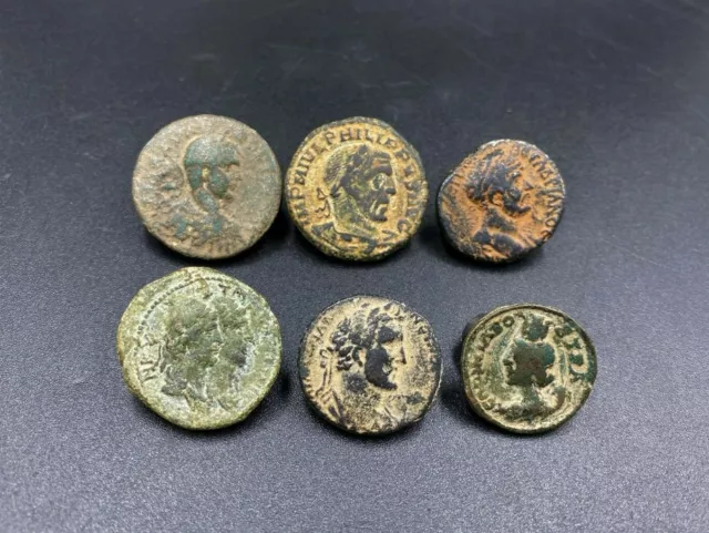 Coin Lot Of Total 6 Bronze Antique Coins From Ancient Roma Roman Antiquity