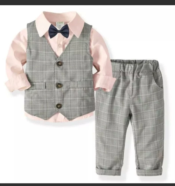 Boys 4 Piece Formal waistcoat Suit Wedding Party 3-4 years