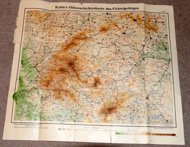 60859 Mapa de País Kahle ´S Höhenschichtenkarte Fichtelgebirge Waldershof
