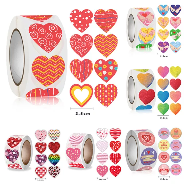 20 étiquettes autocollantes en forme de coeur