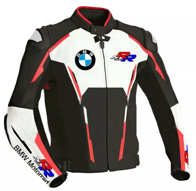 BMW Hombres Motocicleta Moto Carreras CE Armadura Genuina Cuero Chaqueta