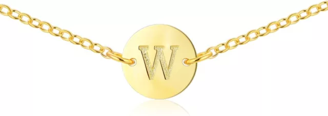 Dainty Gold Coin Initial Necklace [Letter W] - Sterling Silver | Layering Jewelr