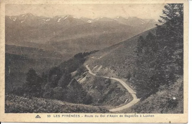 Cpa Carte postale 65 Hautes Pyrénées Route du Col d'Aspin  Bagnères de Bigorre