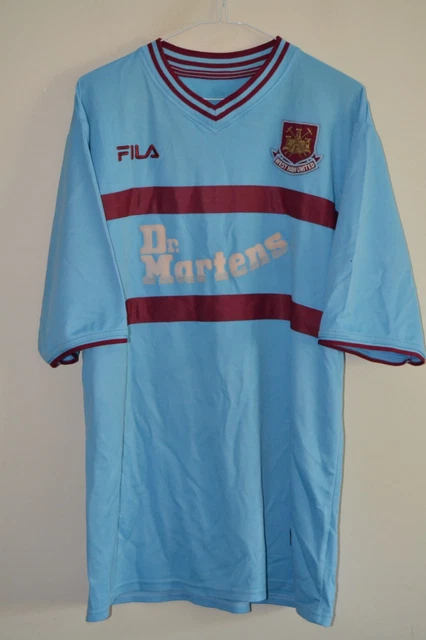 VTG WEST HAM United Fila Dr Martens 2001-2003 Blue Away Shirt Mens