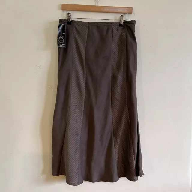 Black Apple panelled Skirt Brown Size 14 Made in Australia