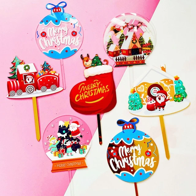 de torta Suministros de fiesta de Navidad Decoración de acrílico Feliz Navidad