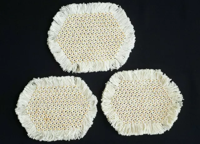 Vintage 3 pc Handmade on Crazy Daisy Loom ~ 2 Pot Holders plus 1 Hot Mat Trivet