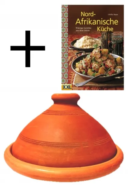 Marroquí Marrakech Tajine Tagine olla de arcilla para cocinar + recetas libro de cocina