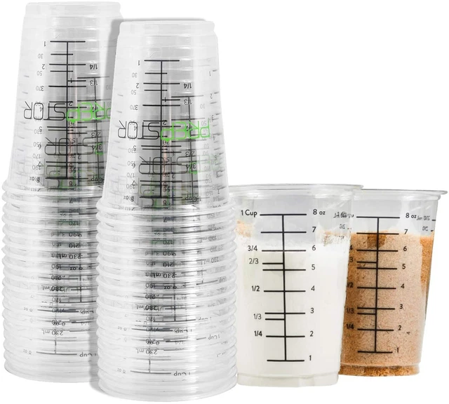 Disposable Measuring Cups for Resin - Pack of 20 8Oz Clear Plastic Measuring Cu