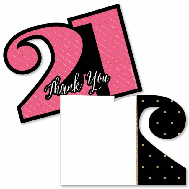 Finally 21 Girl - 21st Birthday Party Thank You Note Cards - 12 Ct