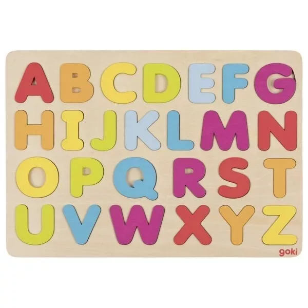 Goki ABC-Puzzle Holzpuzzle 26 Teile Buchstaben A-Z Holz-Einlegepuzzle 57732