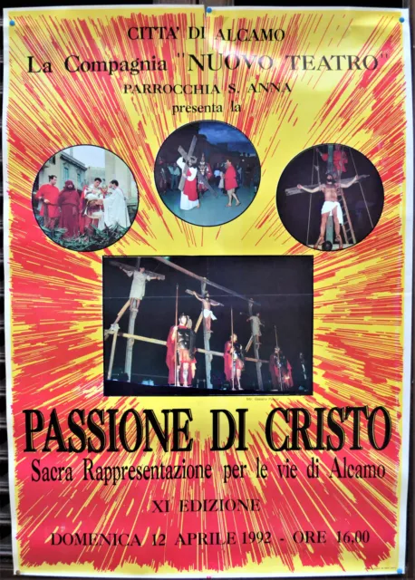 Manifesto Pubblicitario Originale Settimana Santa Passione Di Cristo Alcamo 1992