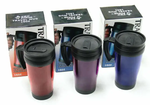 16oz Travel Mug with Handle and Spill Resistant Lid, Assorted Colors