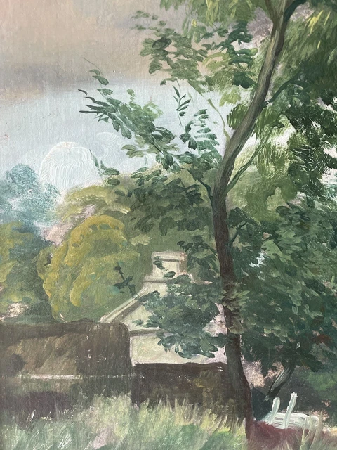 Broderie Crewel Paysage - Ouvrage Ancien Fini - 16x12 Pouces - 1991