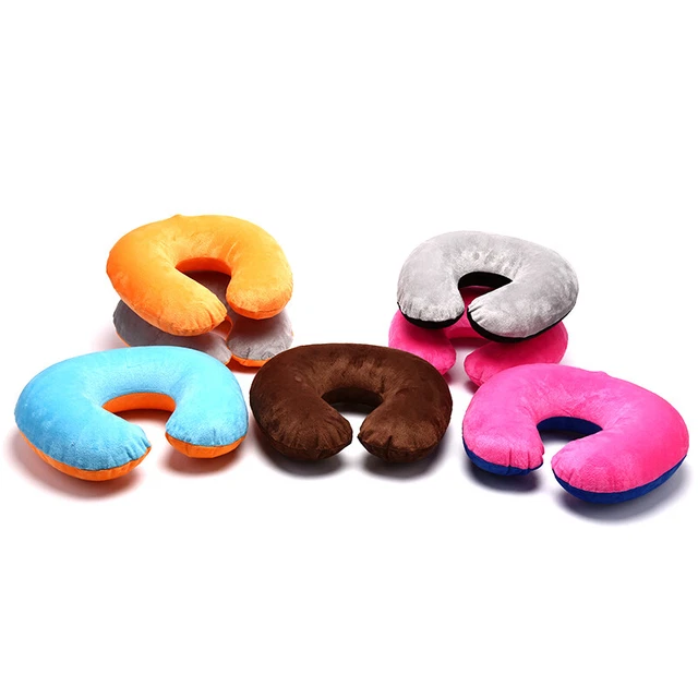 1Pc Inflatable Travel Neck Pillow PVC U-Shape Soft Pillow For Car Headrest Ai- u