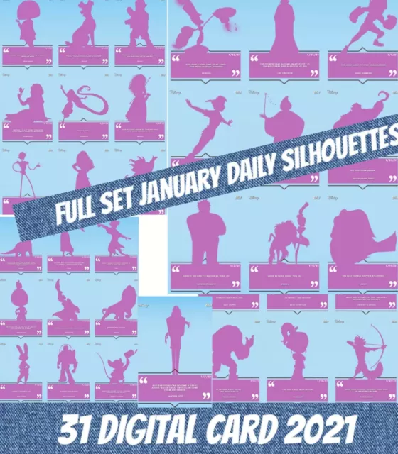 Topps Disney Collect Full Set January Daily Inspiration Silhouette 2021 Digital