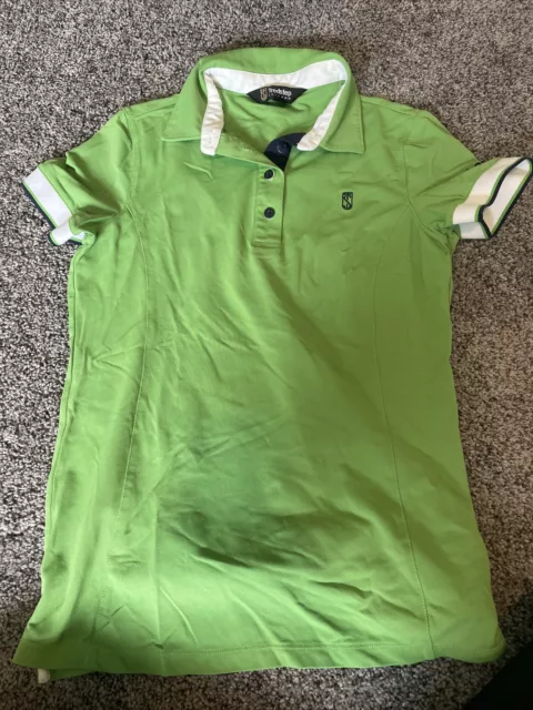 Tredstep Lime Green/navy Short Sleeve Riding Shirt. Size M