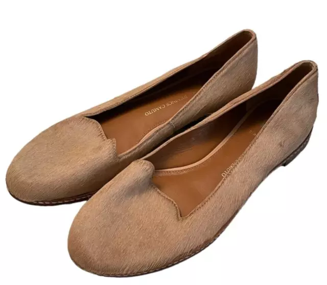 VC Signature Vince Camuto Timotha Womens 7 Calf Hair Flat Shoes Tan Preppy Artsy