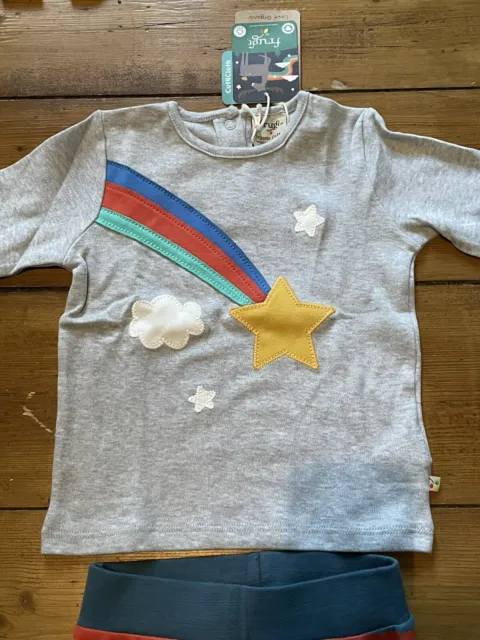 BNWT Frugi organic oscar outfit rainbow joggers and top baby boys 12-18 months 5