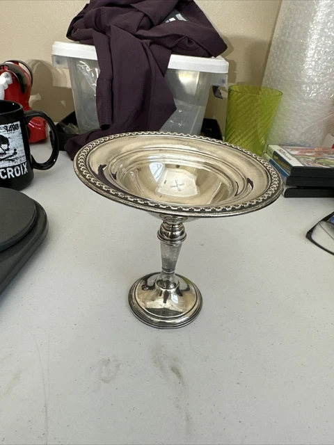 Tazón de plato de caramelo Rogers plata esterlina 201 pie pesado 6" de alto.  202gr
