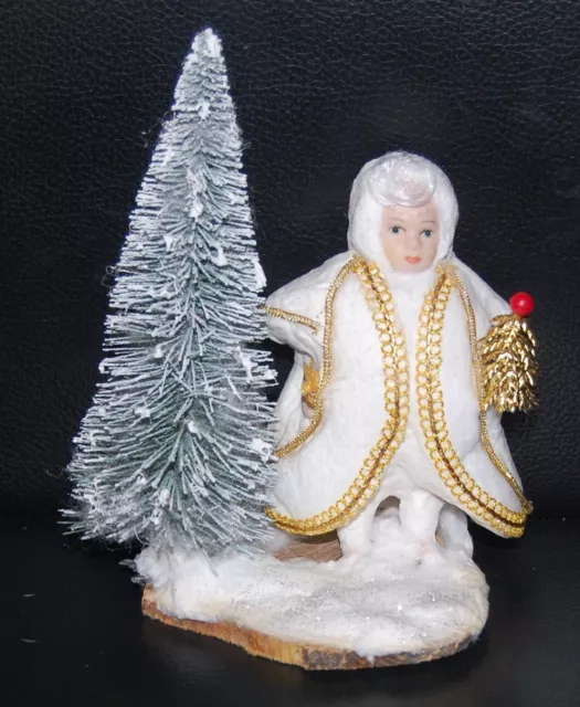 🎄 WATTEFIGUR* WINTER-MÄDCHEN mit Tannenbaum🎄alter Porzellan Körper Tisch Deko