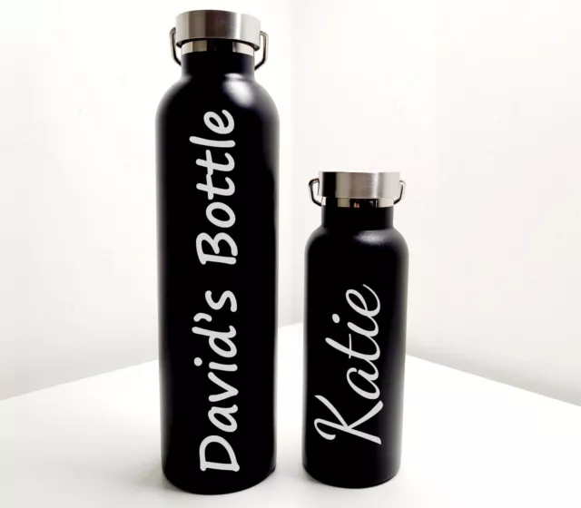 Personalised Laser Engraved 500ml or 1 L Flask Custom Name/Message Hot and Cold