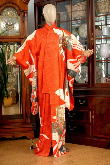 Dear Vanilla Japanese Silk Furisode Kimono Women's Authentic Japan Made Vintage
