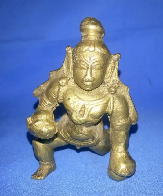 Antique Old Hand Made Brass Hindu God Baby Krishna (Laddu Gopal) Statue Figurine